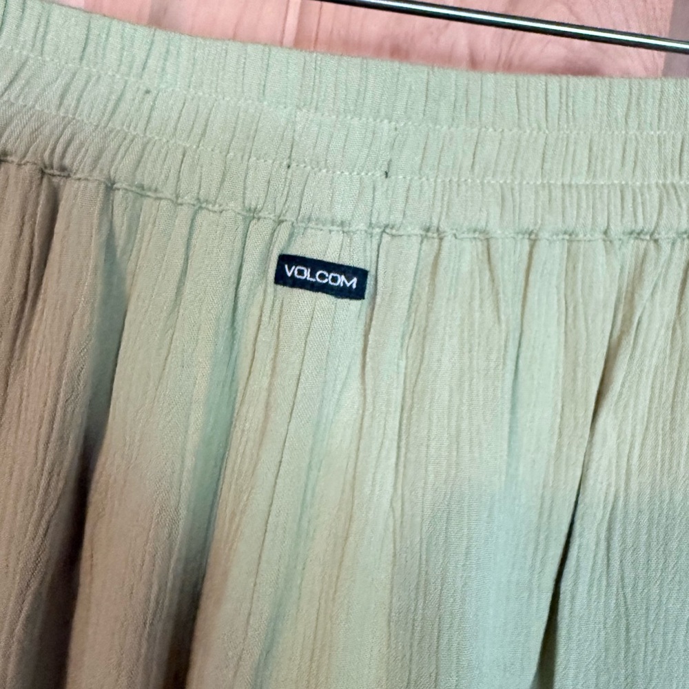 VOLCOM Light Green Wide-Leg Women's Pants ~ Size L/10 - Picture 2 of 4